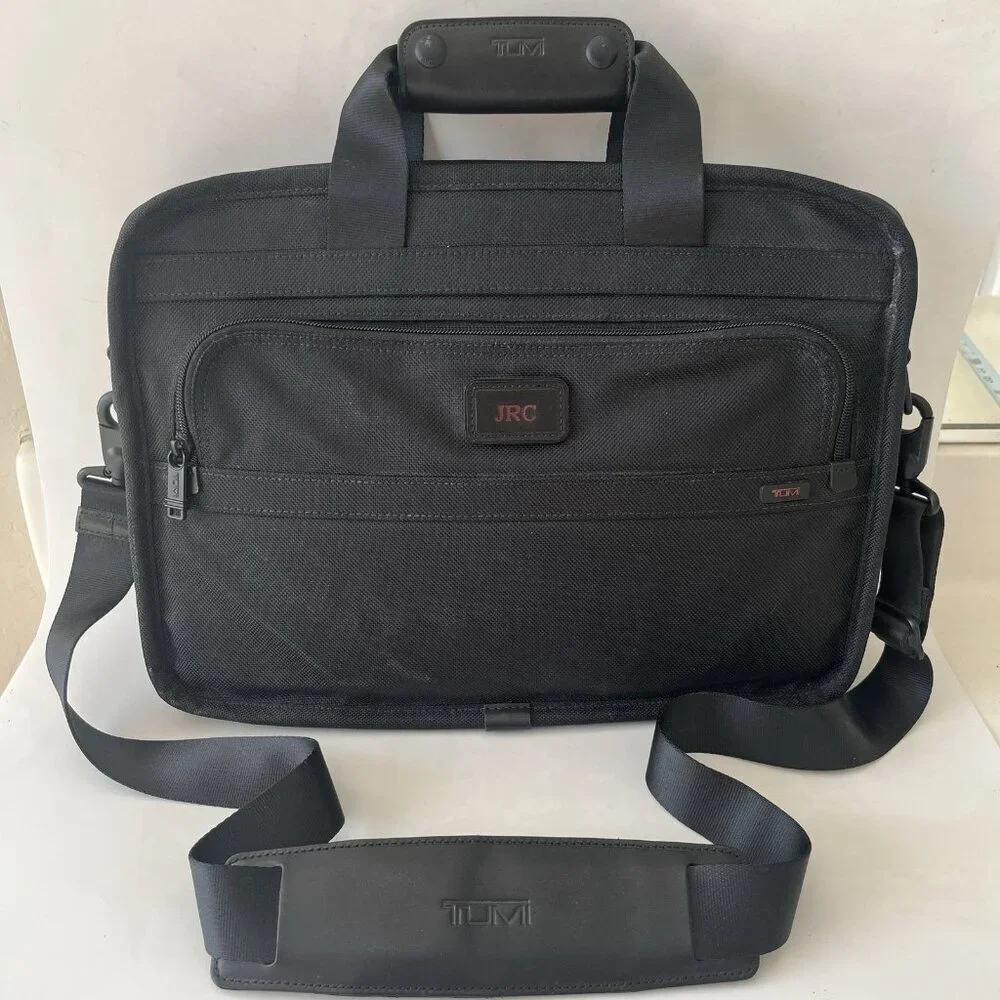 Tumi Laptop Shoulder Bag Black Ballistic Nylon Carry On Briefcase Shoulder Strap